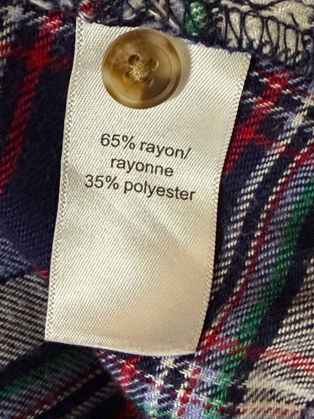 Maurices Flannel Shirt Top Blouse Plaid Blue White Green Red M - Picture 7 of 8